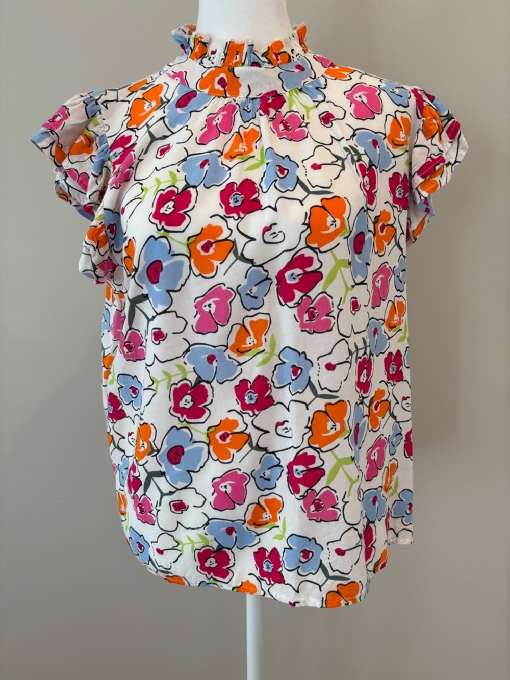THML Short Sleeve Top EUC Womens Small Orange/Pink/Blue/Green/Gray/Black/White